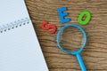 SEO Search engine optimisation concept as colorful alphabet abbr Royalty Free Stock Photo