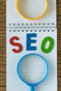 SEO Search engine optimisation concept as colorful alphabet abbr Royalty Free Stock Photo