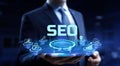 SEO Search engine optimisation internet digital marketing business technology concept. Royalty Free Stock Photo