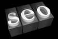 SEO - search engine optimization - silver letterpress - 3D illustration Royalty Free Stock Photo