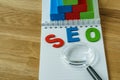 SEO Search engine optimization concept as colorful alphabet abbr Royalty Free Stock Photo