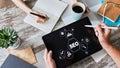SEO - Search engine optimization. DIgital marketing concept on screen Royalty Free Stock Photo