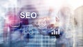 SEO - Search engine optimization, Digital marketing and internet technology concept on blurred background Royalty Free Stock Photo