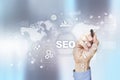 SEO. Search Engine optimization. Digital online marketing and Internet technology concept. Royalty Free Stock Photo