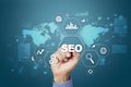 SEO. Search Engine optimization. Digital online marketing and Internet technology concept. Royalty Free Stock Photo