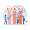 SEO Search Engine Optimization. Entrepreneurs optimize websites to promote ranking traffic on the website. SEO concept.