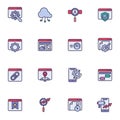 SEO, Search engine optimization filled outline icons set Royalty Free Stock Photo