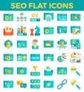 SEO Search engine optimization flat icons. Vector illustration