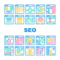 Seo Search Engine Optimization Icons Set Vector