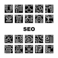 Seo Search Engine Optimization Icons Set Vector