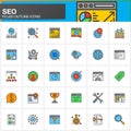 SEO, Search engine optimization line icons set, filled outline vector symbol collection, linear colorful pictogram pack isolated o Royalty Free Stock Photo