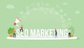 Seo search engine optimization marketing concept with team people working together with big text title banner and icon about it Royalty Free Stock Photo