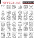 SEO Search Engine Optimization outline concept symbols. Perfect thin line icons. Modern stroke linear style Royalty Free Stock Photo