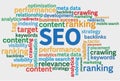 SEO search engine optimization tag cloud against white background Royalty Free Stock Photo