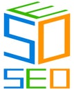 SEO, search enginge optimization cube icon / symbol with word SEO included Royalty Free Stock Photo