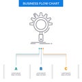 seo, search, optimization, process, setting Business Flow Chart Design with 3 Steps. Line Icon For Presentation Background Royalty Free Stock Photo
