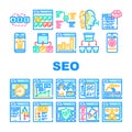 seo search website web internet icons set vector