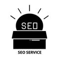 seo service icon, black vector sign with editable strokes, concept illustration Royalty Free Stock Photo