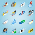 SEO set icons, isometric 3d style Royalty Free Stock Photo