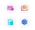 Seo shopping, Reject mail and Approved documentation icons set. Atom sign. Vector