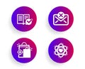 Seo shopping, Reject mail and Approved documentation icons set. Atom sign. Vector