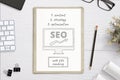 SEO sketch goals on white paper.