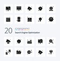20 Seo Solid Glyph icon Pack like file targeting protection seo monitor Royalty Free Stock Photo