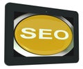 SEO Tablet Shows Increase Search Engine Optimization Royalty Free Stock Photo