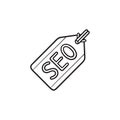 SEO tag hand drawn outline doodle icon. Royalty Free Stock Photo