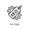 seo Tags icon. Trendy modern flat linear vector seo Tags icon on