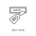 seo Tags linear icon. Modern outline seo Tags logo concept on wh