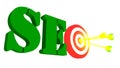 SEO with target and arrow, 3D illustration