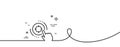 Seo target line icon. Search engine optimization sign. Continuous line with curl. Vector Royalty Free Stock Photo