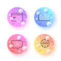 Seo targeting, Quote bubble and Basketball minimal line icons. For web application, printing. Vector