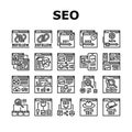 seo technical audit icons set vector