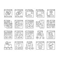seo technical audit icons set vector
