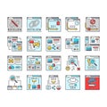 seo technical audit icons set vector