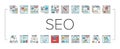 seo technical audit icons set vector