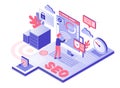 SEO technology isometric vector illustration