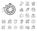 Seo timer line icon. Settings cogwheel sign. Traffic management. Salaryman, gender equality and alert bell. Vector