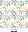 SEO wallpaper. Marketing seamless pattern.