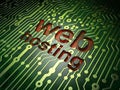 SEO web design concept: Web Hosting on circuit board background Royalty Free Stock Photo