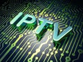 SEO web development concept: IPTV on circuit board background Royalty Free Stock Photo