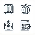 seo web development line icons. linear set. quality vector line set such as browser, laptop, globe Royalty Free Stock Photo