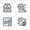 seo web development line icons. linear set. quality vector line set such as earth globe, browser, search Royalty Free Stock Photo