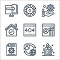 seo web development line icons. linear set. quality vector line set such as price tag, earth globe, file, browser, web browser,