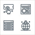 seo and web line icons. linear set. quality vector line set such as world, web programming, web search engine