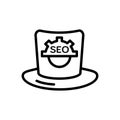 Black line icon for Seo, Whitehat and cap