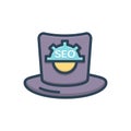 Color illustration icon for Seo Whitehat, cap and headgear