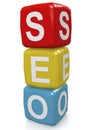 SEO word on blocks with letters, search engine optimization business concept